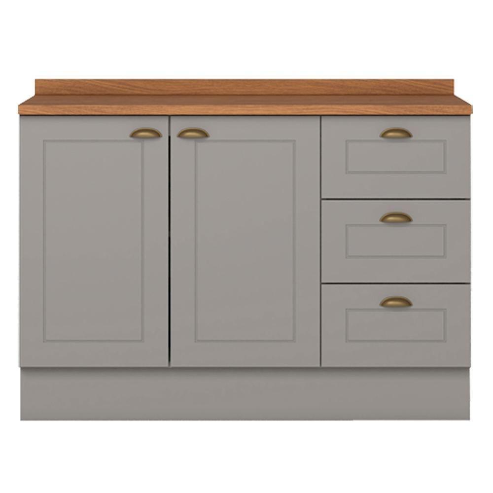 Balcao Pia Com Tampo 120cm C353 Americana Cinza Nature Henn Cinza Nature - 1