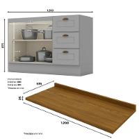 Balcao Pia Com Tampo 120cm C353 Americana Cinza Nature Henn Cinza Nature