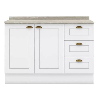 Balcao Pia Com Tampo 120 Cm C353 Americana Branco Calcare Henn Branco Calcare