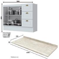 Balcao Pia Com Tampo 120 Cm C353 Americana Branco Calcare Henn Branco Calcare