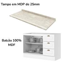 Balcao Pia Com Tampo 120 Cm C353 Americana Branco Calcare Henn Branco Calcare - 7