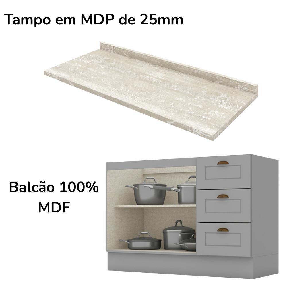 Balcao Pia Com Tampo 120 Cm C353 Americana Cinza Calcare Henn Cinza Calcare - 7
