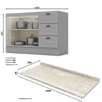 Balcao Pia Com Tampo 120 Cm C353 Americana Cinza Calcare Henn Cinza Calcare