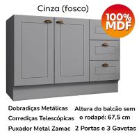 Balcao Pia Com Tampo 120 Cm C353 Americana Cinza Calcare Henn Cinza Calcare - 6