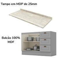 Balcao Pia Com Tampo 120 Cm C353 Americana Cinza Calcare Henn Cinza Calcare - 7