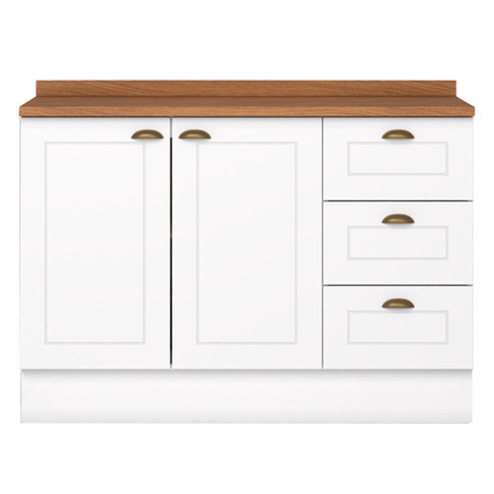 Balcao Pia Com Tampo 120cm C353 Americana Branco Nature Henn Branco Nature - 1