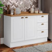 Balcao Pia Com Tampo 120cm C353 Americana Branco Nature Henn Branco Nature - 2