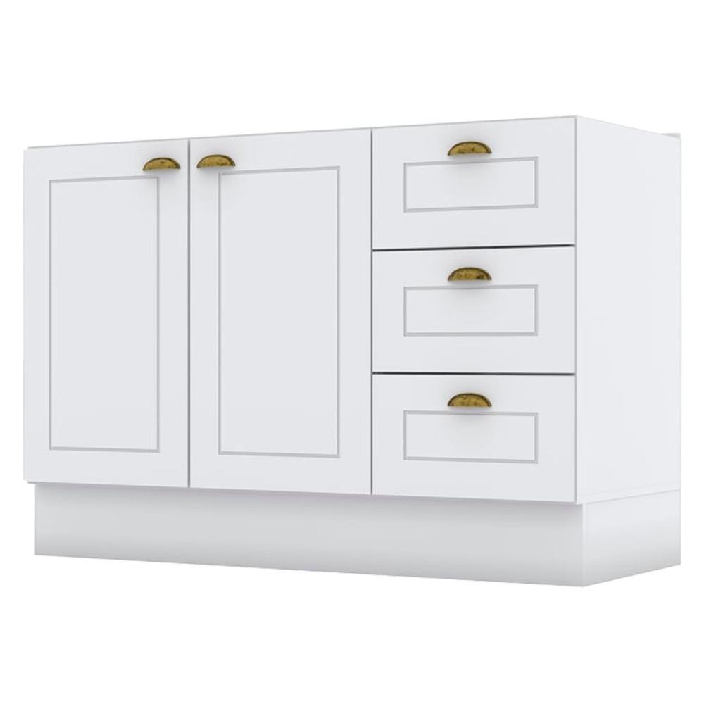 Balcao Pia 2 Portas 3 Gavetas 120 Cm C353 Americana Branco Henn Branco - 1