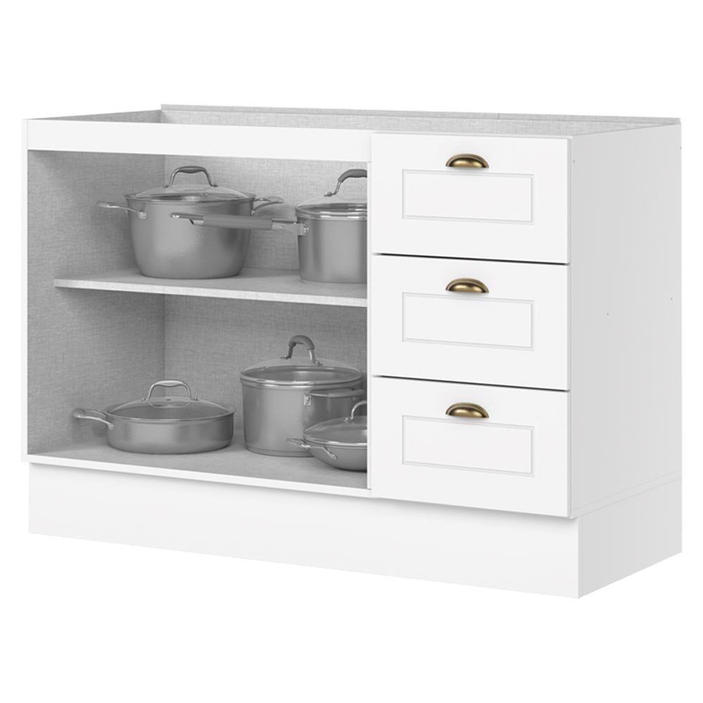 Balcao Pia 2 Portas 3 Gavetas 120 Cm C353 Americana Branco Henn Branco - 2