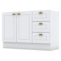 Balcao Pia 2 Portas 3 Gavetas 120 Cm C353 Americana Branco Henn Branco - 1