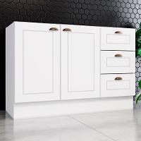 Balcao Pia 2 Portas 3 Gavetas 120 Cm C353 Americana Branco Henn Branco - 6