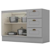 Balcao Pia 2 Portas 3 Gavetas 120 Cm C353 Americana Cinza Henn Cinza - 3