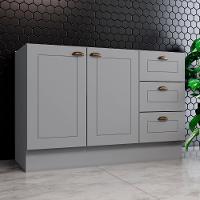 Balcao Pia 2 Portas 3 Gavetas 120 Cm C353 Americana Cinza Henn Cinza - 8