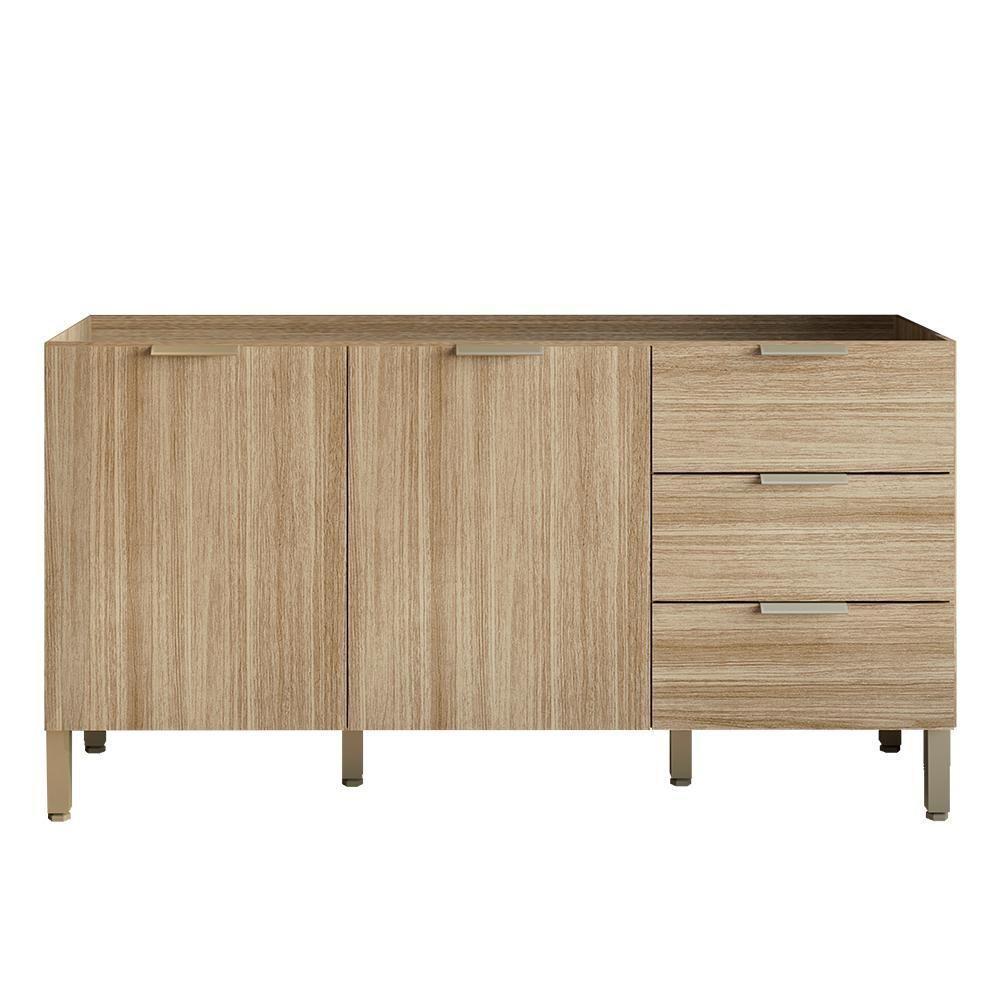 Balcao Para Pia 2 Portas 3 Gavetas 160 Cm Glam Freijo Ktp Freijo - 1