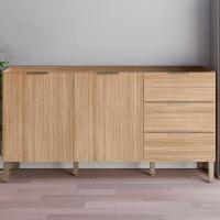 Balcao Para Pia 2 Portas 3 Gavetas 160 Cm Glam Freijo Ktp Freijo - 2