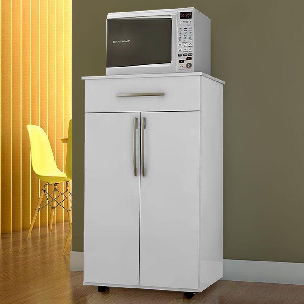 Balcao Multiuso 2 Portas 62 Cm Juliana Branco Preto Flex Reajl Moveis Branco Preto Flex - 2