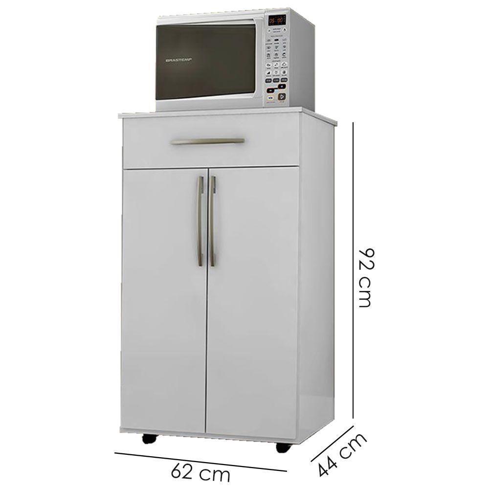 Balcao Multiuso 2 Portas 62 Cm Juliana Branco Preto Flex Reajl Moveis Branco Preto Flex - 3