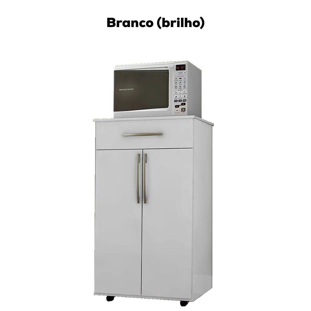 Balcao Multiuso 2 Portas 62 Cm Juliana Branco Preto Flex Reajl Moveis Branco Preto Flex - 4