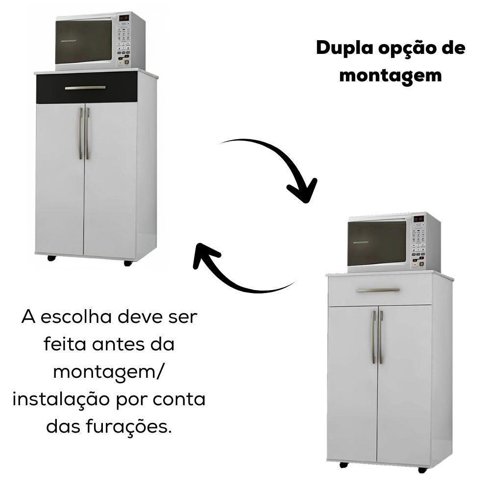 Balcao Multiuso 2 Portas 62 Cm Juliana Branco Preto Flex Reajl Moveis Branco Preto Flex - 5