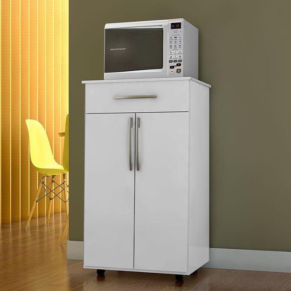 Balcao Multiuso 2 Portas 62 Cm Juliana Branco Preto Flex Reajl Moveis Branco Preto Flex - 8