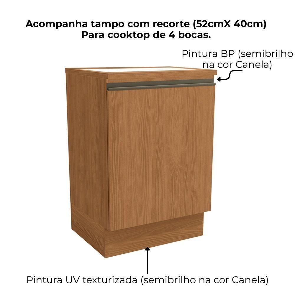 Balcao Para Cooktop Com Tampo 60 Cm 1 Porta Maxxi G742 Canela Kappesberg Canela - 4