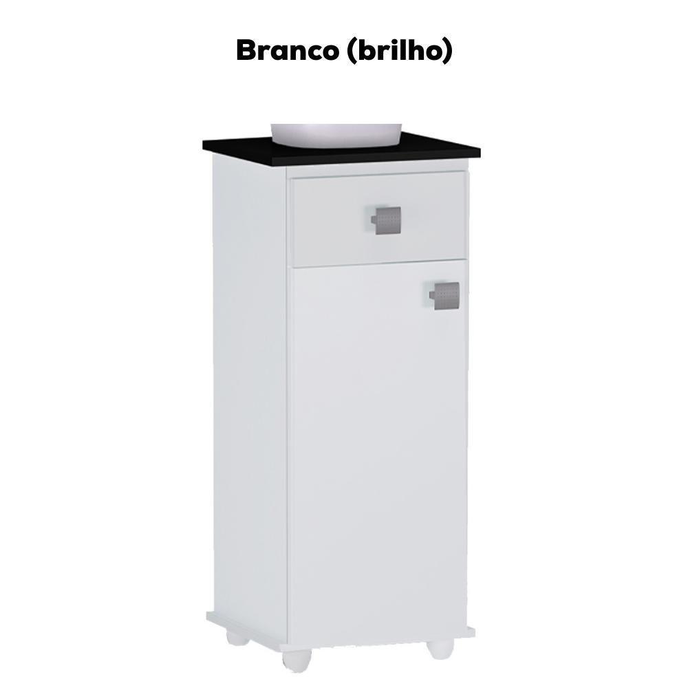 Balcao Multiuso 1 Porta 35 Cm Karol Branco Preto Reajl Moveis Branco Preto - 4