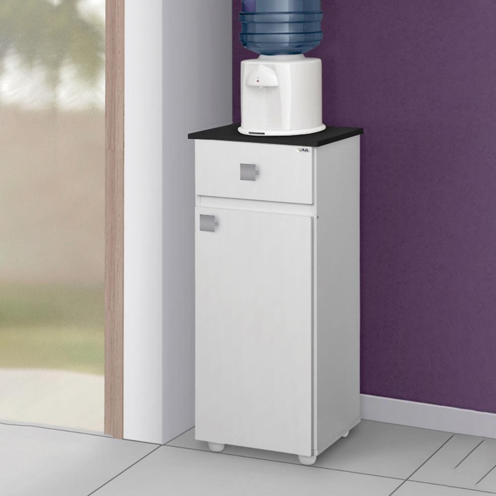 Balcao Multiuso 1 Porta 35 Cm Karol Branco Preto Reajl Moveis Branco Preto - 6