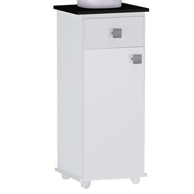 Balcao Multiuso 1 Porta 35 Cm Karol Branco Preto Reajl Moveis Branco Preto