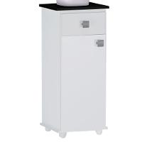 Balcao Multiuso 1 Porta 35 Cm Karol Branco Preto Reajl Moveis Branco Preto - 1