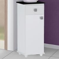 Balcao Multiuso 1 Porta 35 Cm Karol Branco Preto Reajl Moveis Branco Preto - 2