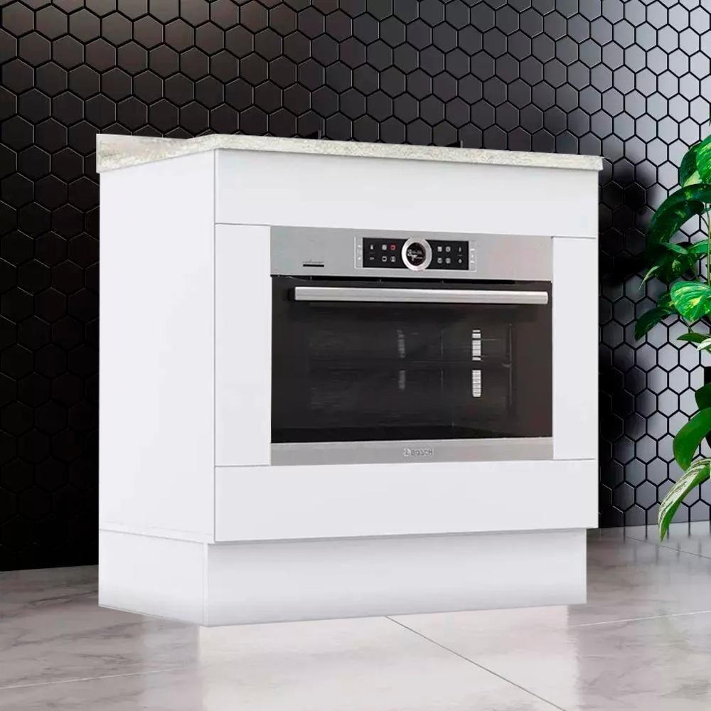 Balcao Forno Embutir Tampo Cooktop 80 Cm Americana Branco Calcare Henn Branco Calcare - 4