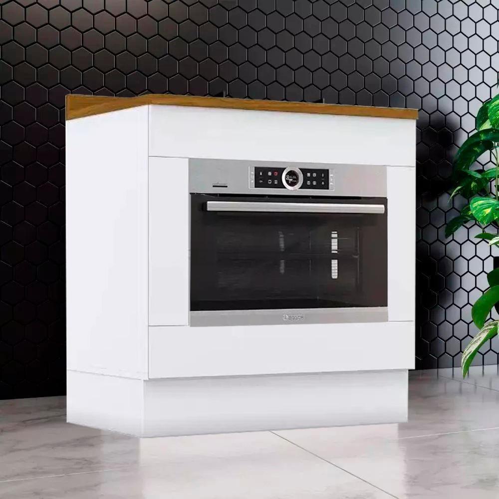 Balcao Forno Embutir Com Tampo 80cm Americana Branco Nature Henn Branco Nature - 2
