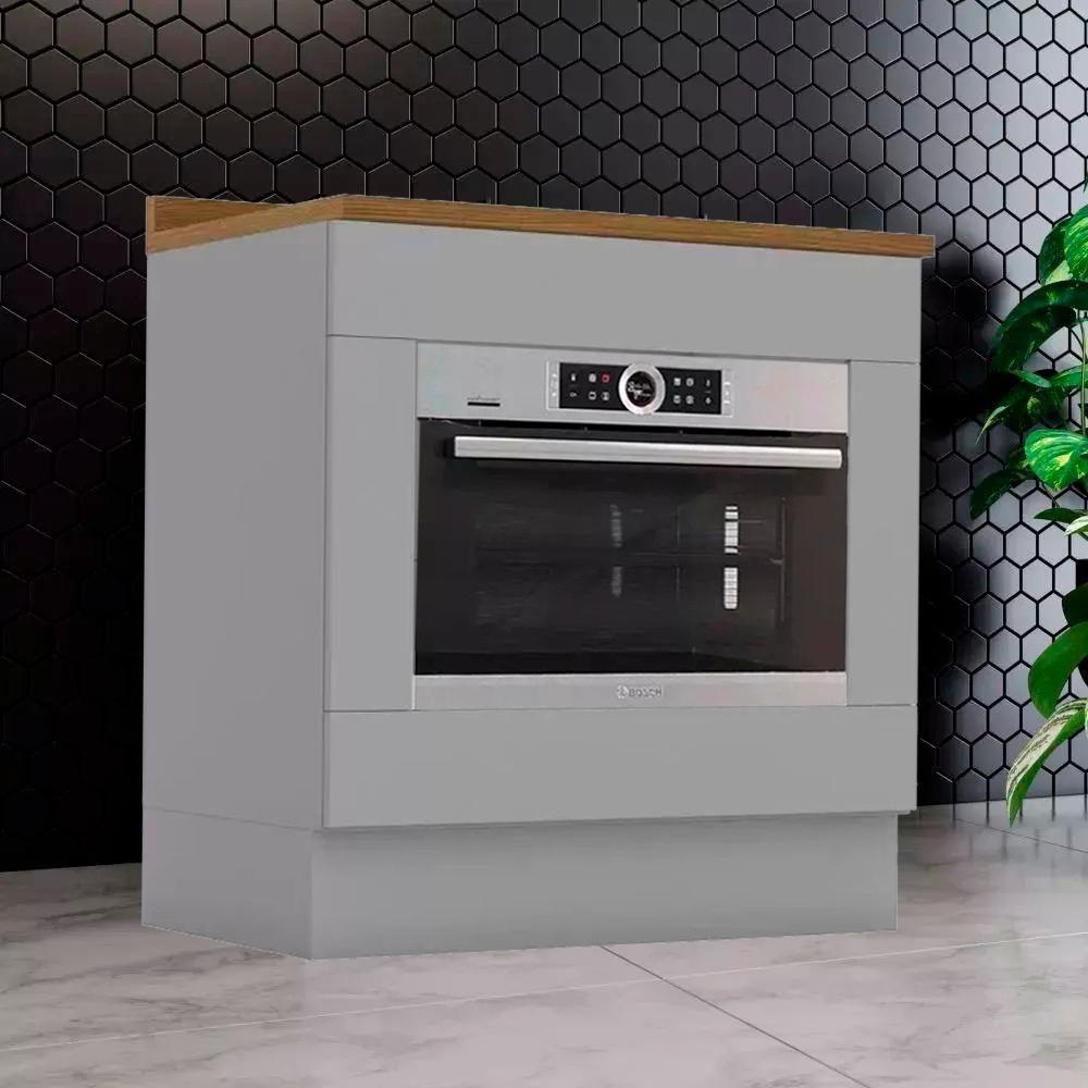 Balcao Forno Embutir Com Tampo 80cm Americana Cinza Nature Henn Cinza Nature - 2