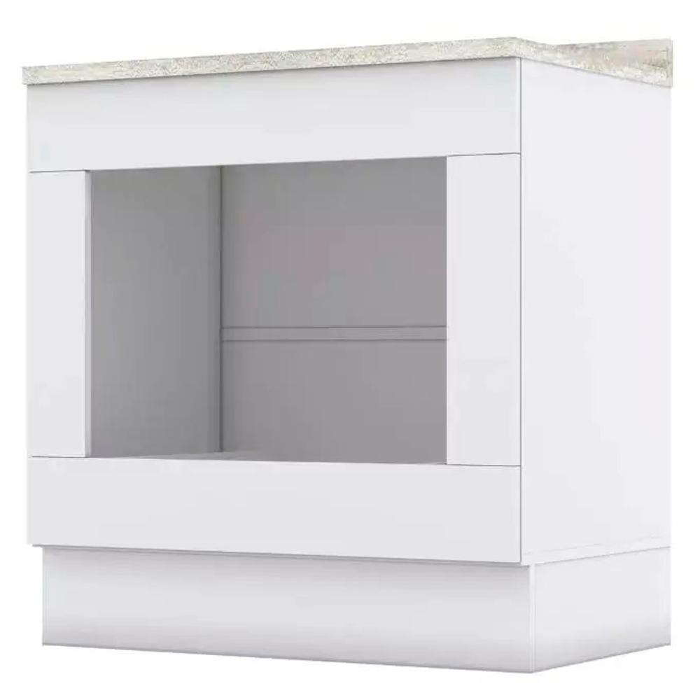 Balcao Forno Embutir Com Tampo 80 Cm Americana Branco Calcare Henn Branco Calcare - 1