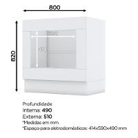 Balcao Forno Embutir Com Tampo 80 Cm Americana Branco Calcare Henn Branco Calcare - 3
