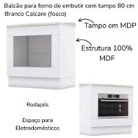 Balcao Forno Embutir Com Tampo 80 Cm Americana Branco Calcare Henn Branco Calcare - 5