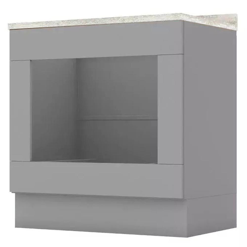 Balcao Forno Embutir Com Tampo 80 Cm Americana Cinza Calcare Henn Cinza Calcare - 1