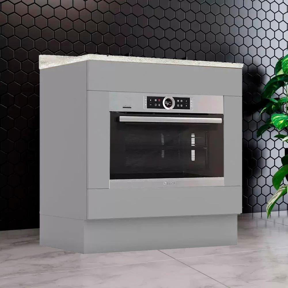 Balcao Forno Embutir Com Tampo 80 Cm Americana Cinza Calcare Henn Cinza Calcare - 4