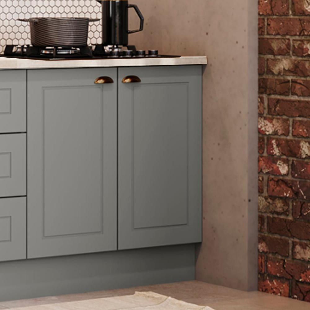 Balcao Com Tampo Para Cooktop 2p 80 Cm Americana Cinza Calcare Henn Cinza Calcare - 2