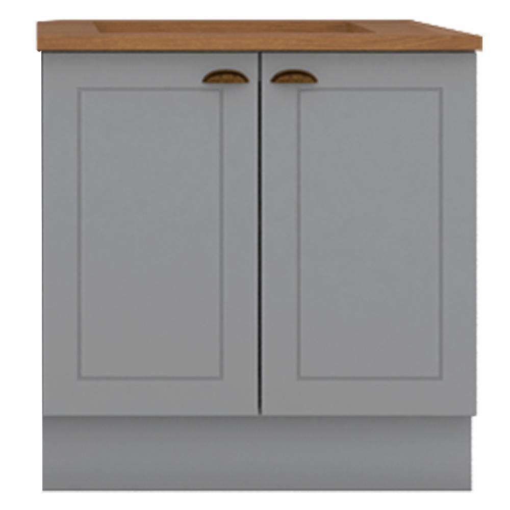 Balcao Com Tampo Para Cooktop 2p 80cm Americana Cinza Nature Henn Cinza Nature - 1