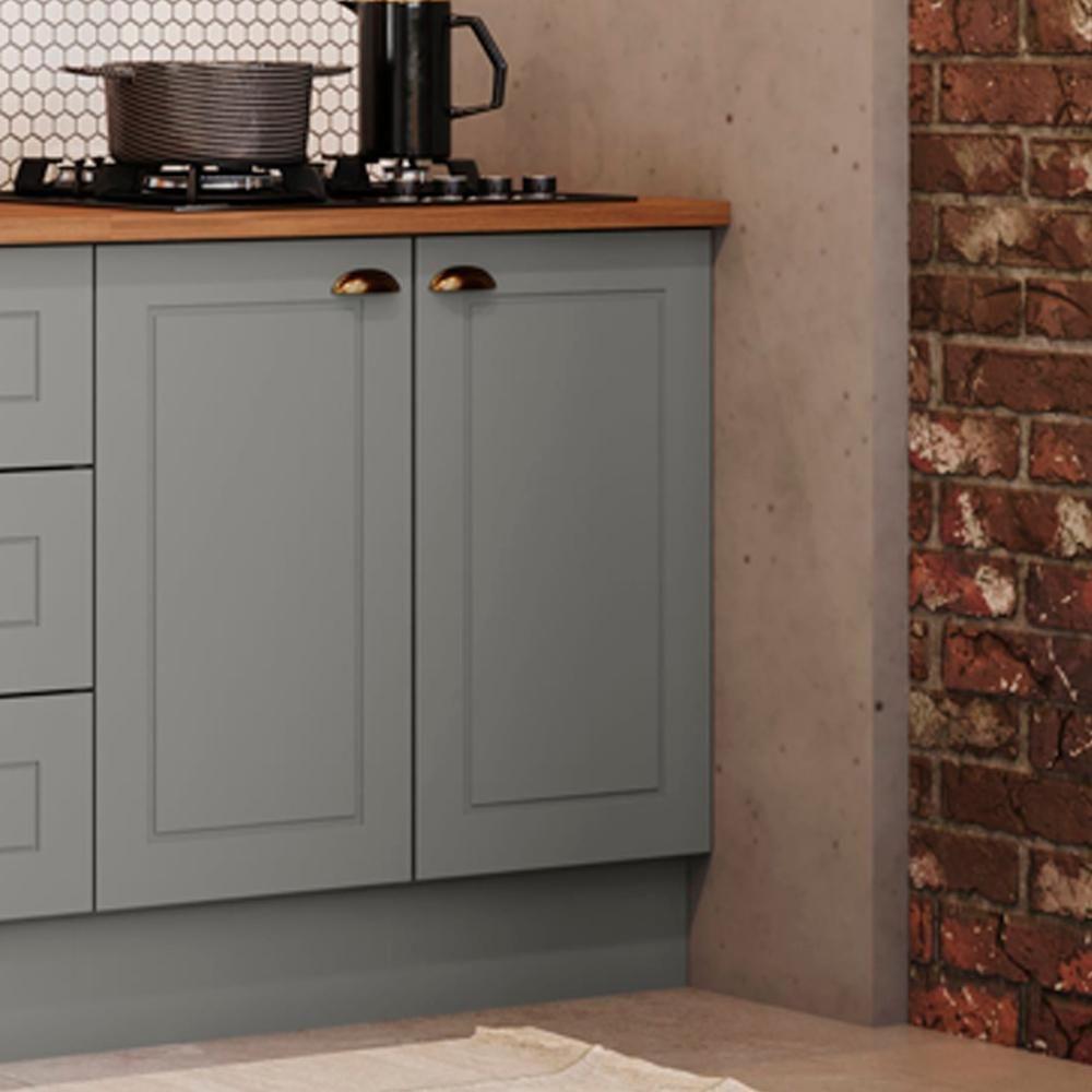 Balcao Com Tampo Para Cooktop 2p 80cm Americana Cinza Nature Henn Cinza Nature - 2