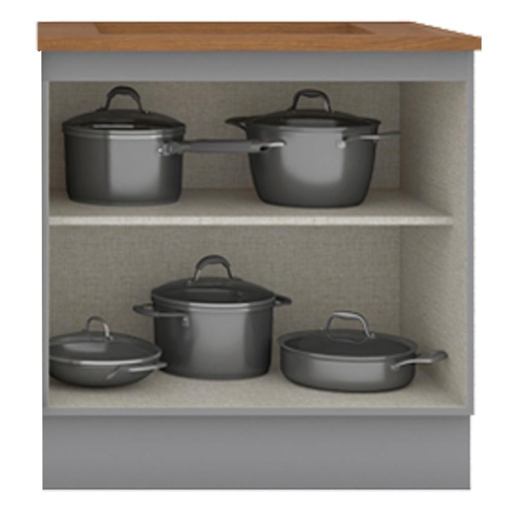 Balcao Com Tampo Para Cooktop 2p 80cm Americana Cinza Nature Henn Cinza Nature - 5