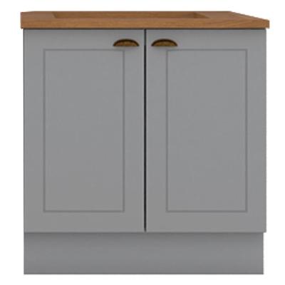 Balcao Com Tampo Para Cooktop 2p 80cm Americana Cinza Nature Henn Cinza Nature