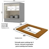 Balcao Com Tampo Para Cooktop 2p 80cm Americana Cinza Nature Henn Cinza Nature - 3