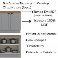 Balcao Com Tampo Para Cooktop 2p 80cm Americana Cinza Nature Henn Cinza Nature