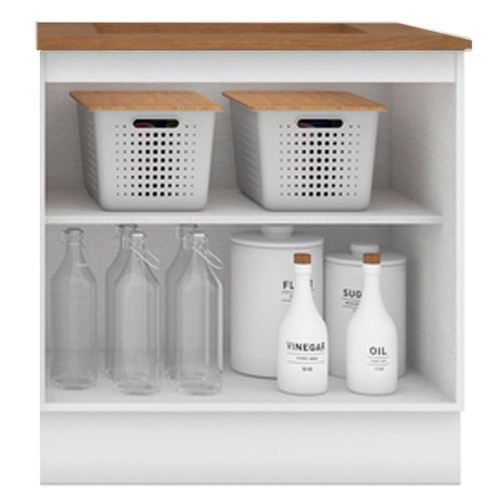 Balcao Com Tampo Para Cooktop 2p 80cm Americana Branco Nature Henn Branco Nature - 5