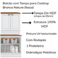 Balcao Com Tampo Para Cooktop 2p 80cm Americana Branco Nature Henn Branco Nature