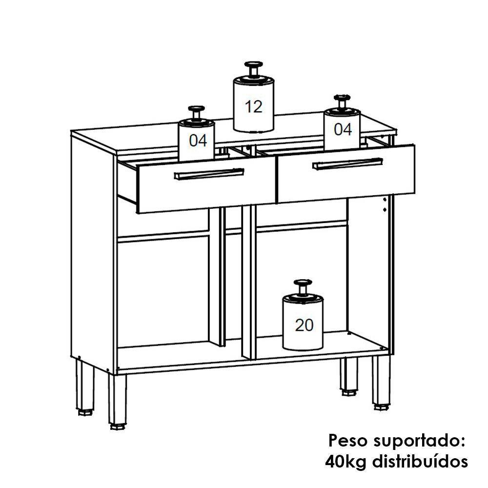 Balcao Com Tampo 2p 2g 91 Cm Nala Freijo Gris Ktp Freijo Gris - 4