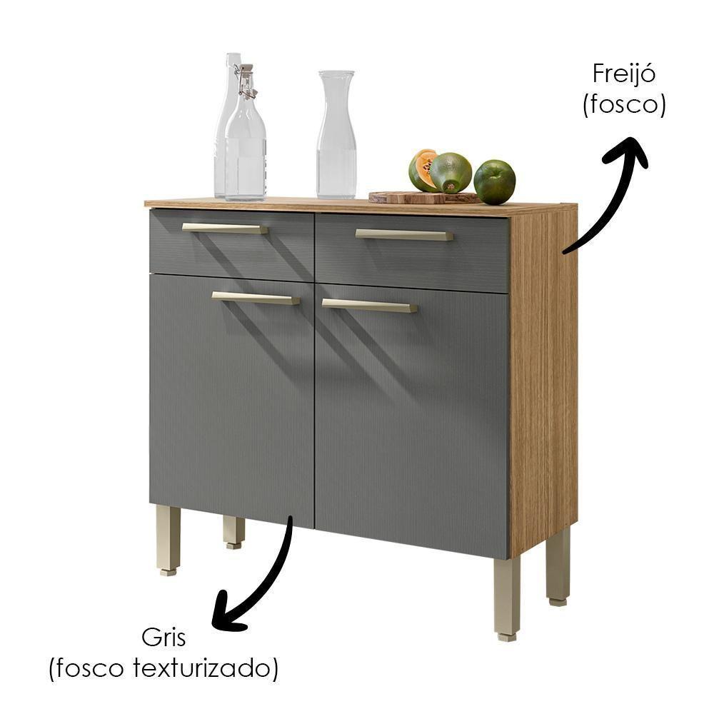 Balcao Com Tampo 2p 2g 91 Cm Nala Freijo Gris Ktp Freijo Gris - 5