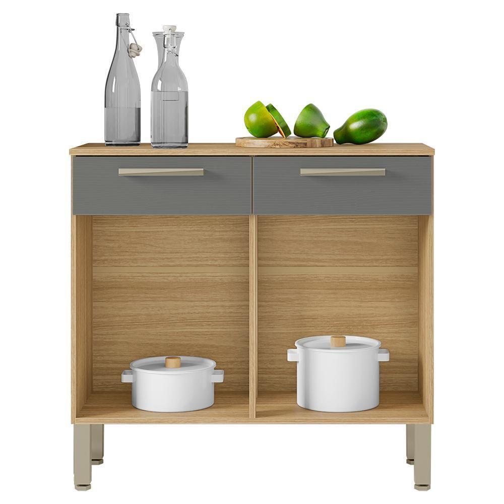 Balcao Com Tampo 2p 2g 91 Cm Nala Freijo Gris Ktp Freijo Gris - 6